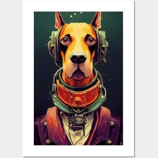 Vintage doberman portrait Posters and Art